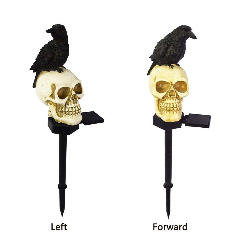 Solar Powered Skull Light | Outdoor Halloween Garden Stake Decor