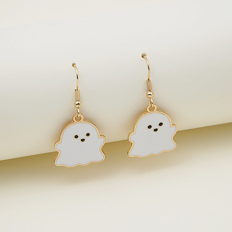 Halloween Pumpkin Earrings | Cute Spooky Oil Drip Alloy Jewelry