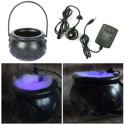 Halloween Witch Cauldron Smoke Machine | LED Color-Changing Humidifier Decor