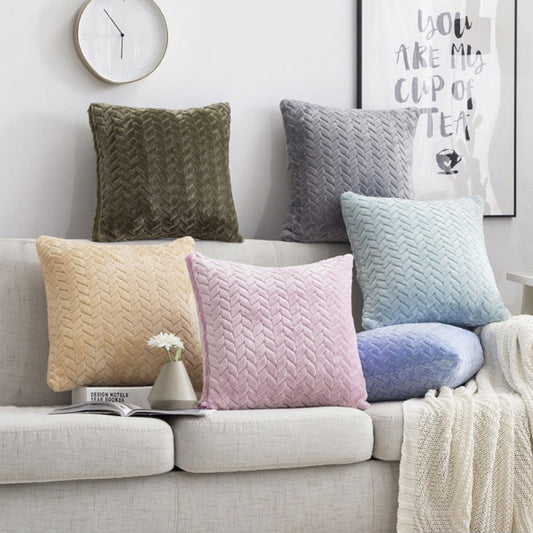 Modern Solid Flannel Sofa Cushion Case
