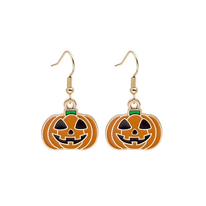 Halloween Pumpkin Earrings | Cute Spooky Oil Drip Alloy Jewelry