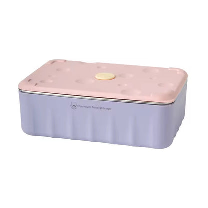 Stainless Steel Food Storage Container Set, Purple, Suitable For Refrigerator And Outdoor Use, With Carrying Case