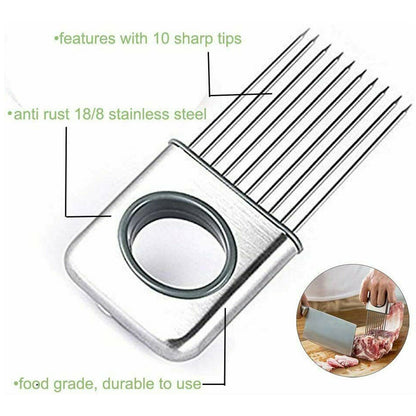 Onion Holder Slicer Vegetable Tools Tomato Cutter Stainless Steel Kitchen Gadget