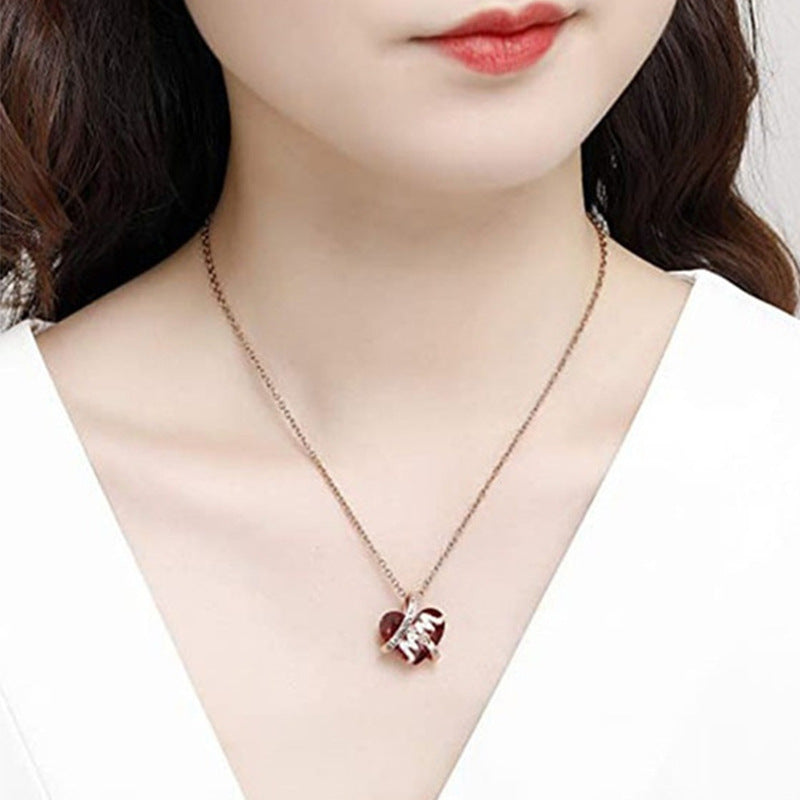 Red Crystal Heart Necklace | Luxury Mother’s Day & Thanksgiving Gift