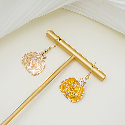 Halloween Pumpkin Earrings | Cute Spooky Oil Drip Alloy Jewelry