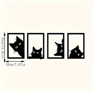 Black Cat Metal Wall Art Decoration Set