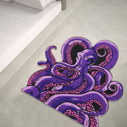 Green And Purple Cthulhu Rugs Water Absorbent Bath Mat Octopus Anime Rug Graphic Gothic Bathroom Rugs Fantasy Decorate, Non Slip Backing, Unique Gift & Decor For Gamers, 27x18 In