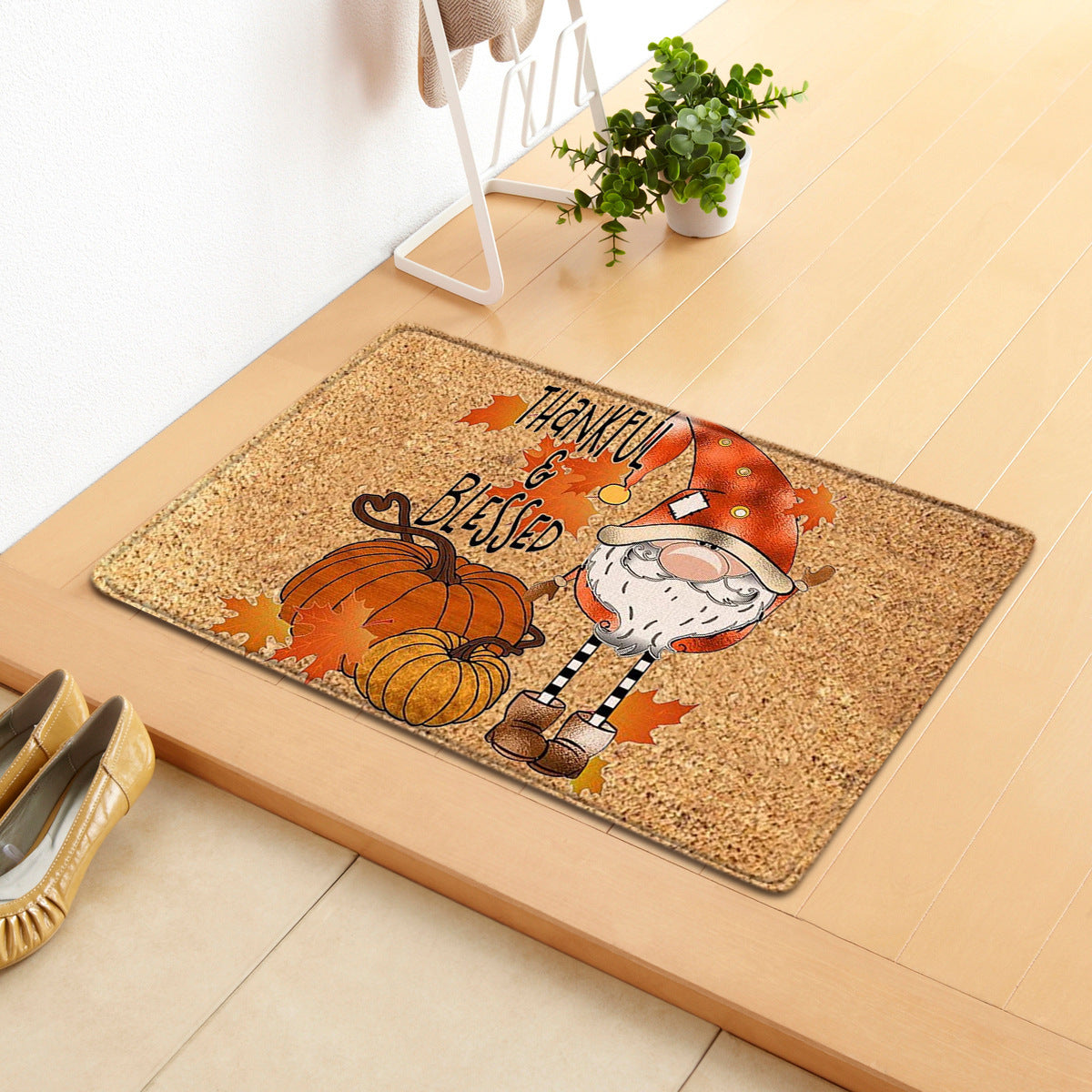 Thanksgiving Pumpkin Doormat | Fall Autumn Holiday Welcome Mat