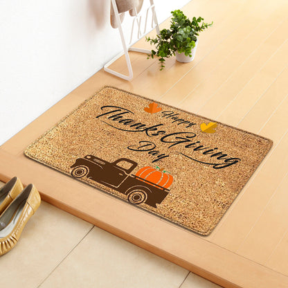 Thanksgiving Pumpkin Doormat | Fall Autumn Holiday Welcome Mat