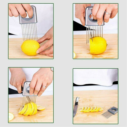 Onion Holder Slicer Vegetable Tools Tomato Cutter Stainless Steel Kitchen Gadget