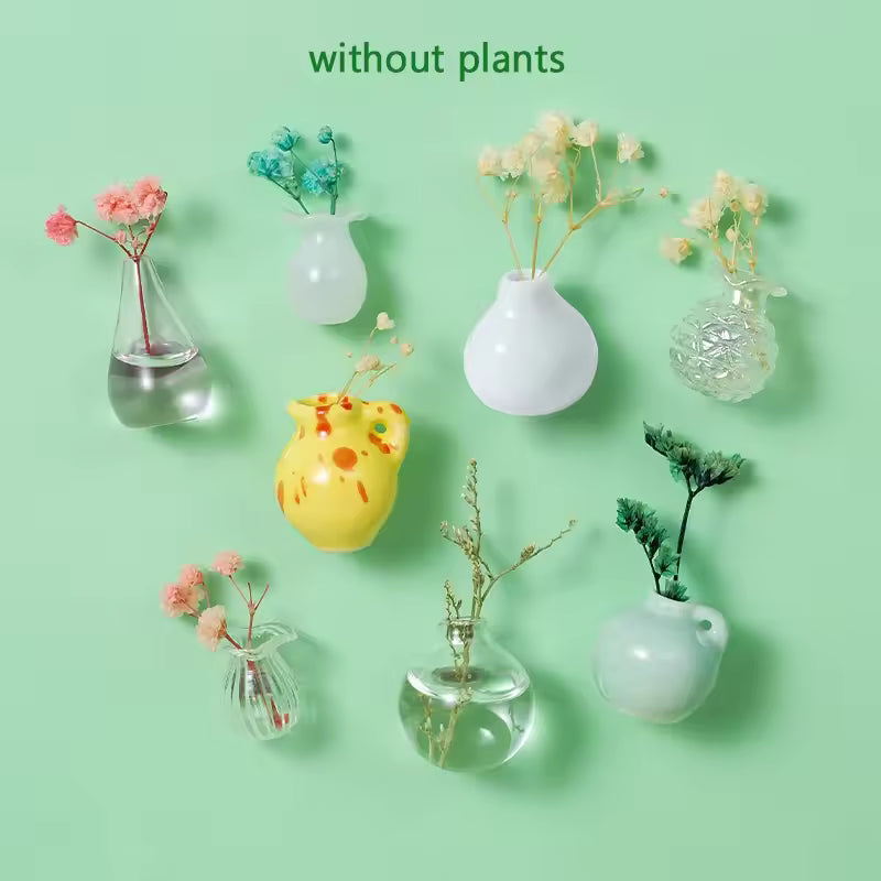 Cute Plant Ceramic Vase Fridge Magnets