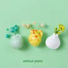 Cute Plant Ceramic Vase Fridge Magnets