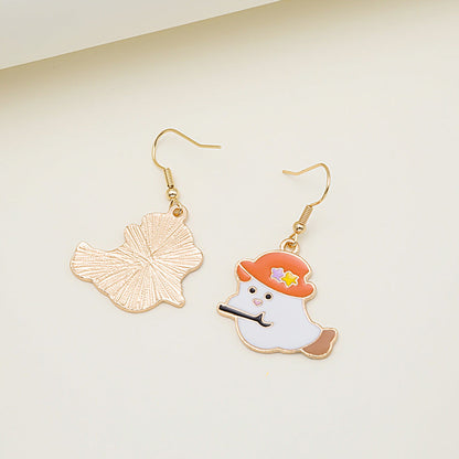 Halloween Pumpkin Earrings | Cute Spooky Oil Drip Alloy Jewelry