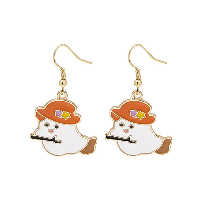 Halloween Pumpkin Earrings | Cute Spooky Oil Drip Alloy Jewelry