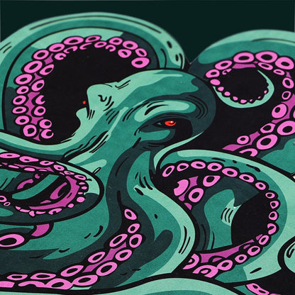 Green And Purple Cthulhu Rugs Water Absorbent Bath Mat Octopus Anime Rug Graphic Gothic Bathroom Rugs Fantasy Decorate, Non Slip Backing, Unique Gift & Decor For Gamers, 27x18 In
