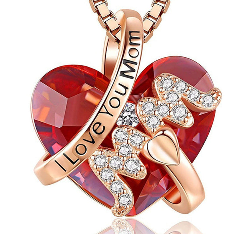 Red Crystal Heart Necklace | Luxury Mother’s Day & Thanksgiving Gift