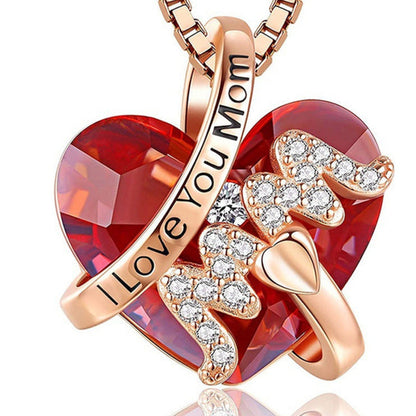 Red Crystal Heart Necklace | Luxury Mother’s Day & Thanksgiving Gift