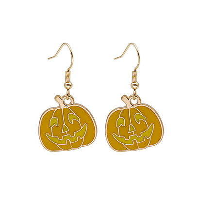 Halloween Pumpkin Earrings | Cute Spooky Oil Drip Alloy Jewelry