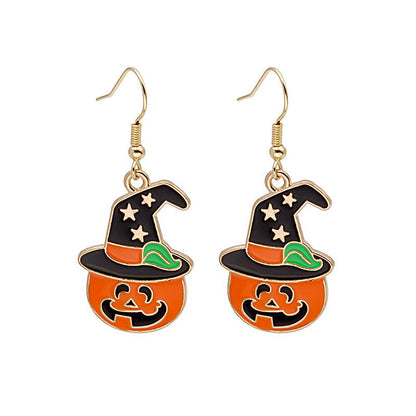 Halloween Pumpkin Earrings | Cute Spooky Oil Drip Alloy Jewelry